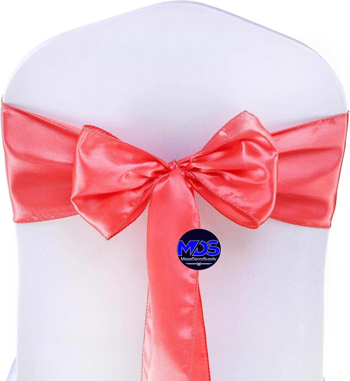 MDS Pack of 50 PCS Satin Chair Sashes Charmeuse Sateen Dining Chair Bows Ribbon Ties Back Sash for