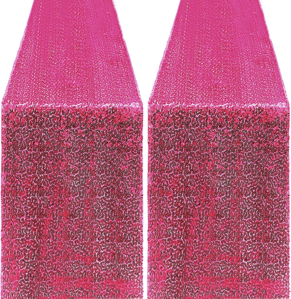 2 Packs 12 x 72 inches Sequin Table Runner, Hot Pink Glitter Table Runner for Birthday Party