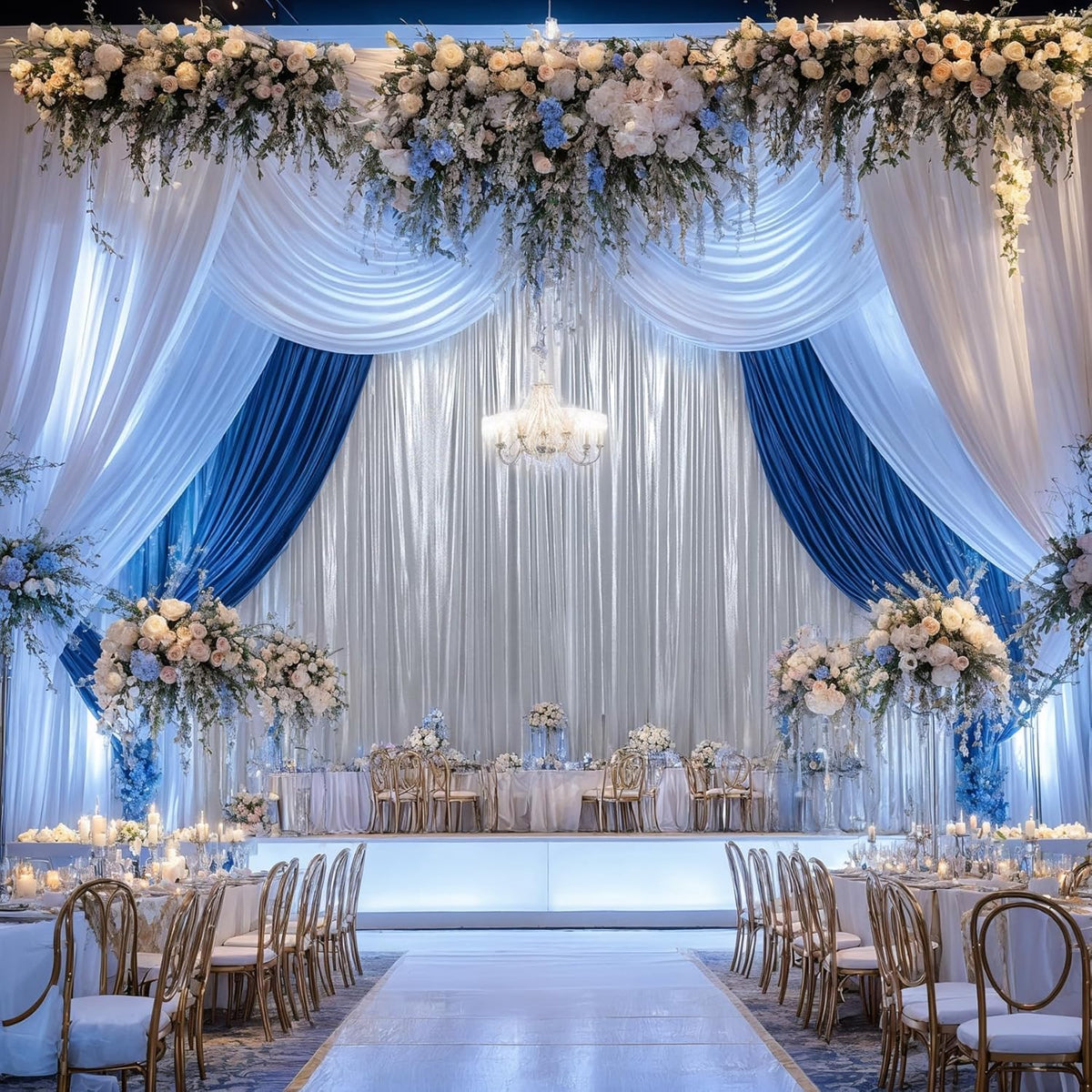 leegleri 30x10ft Thick Silver Glitter Backdrop Curtain Panels for Parties, Wrinkle Free Sequin