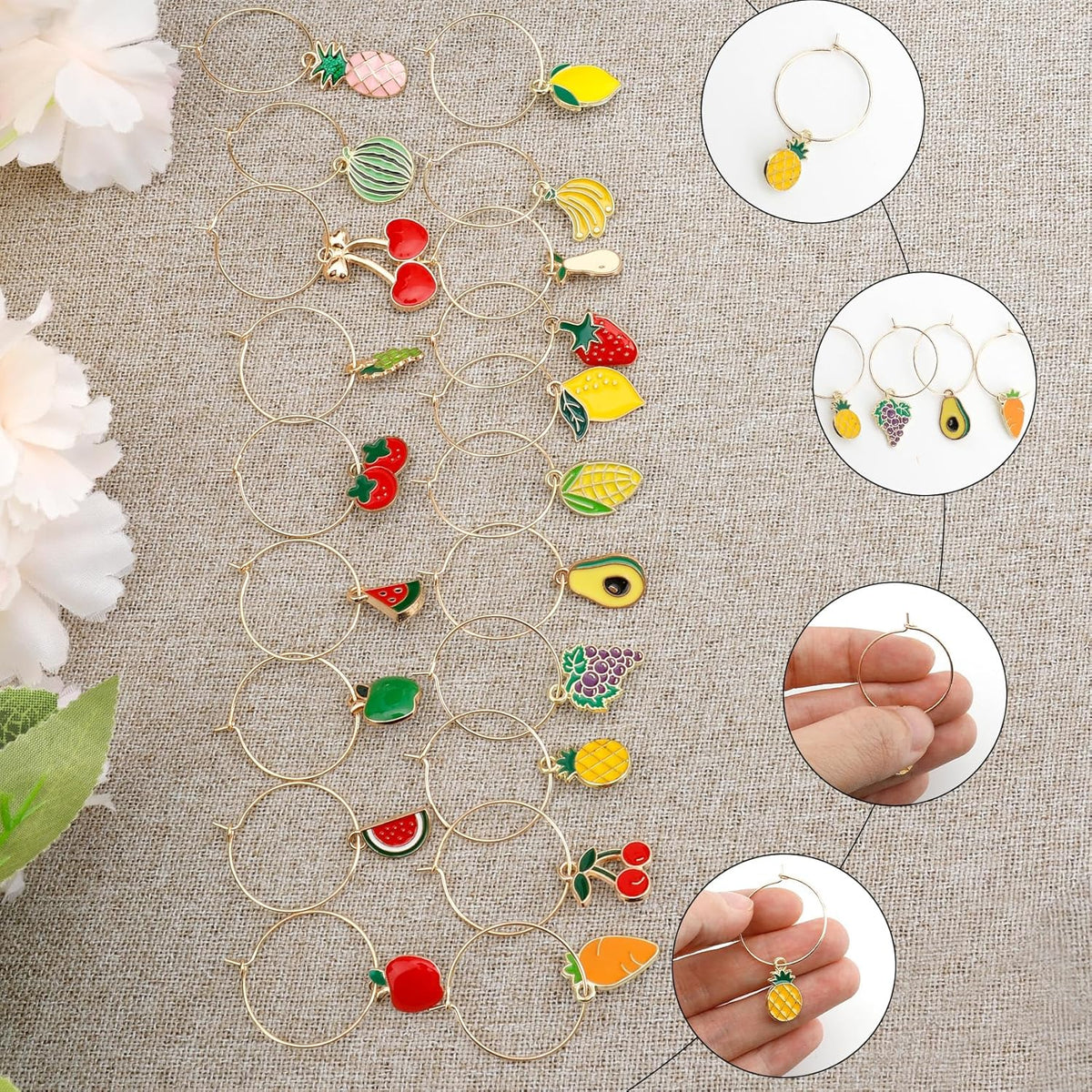 Wine Glass Charms Wine Charms for Stem Glasses Glass Markers Identifiers Tags for Christmas Tasting