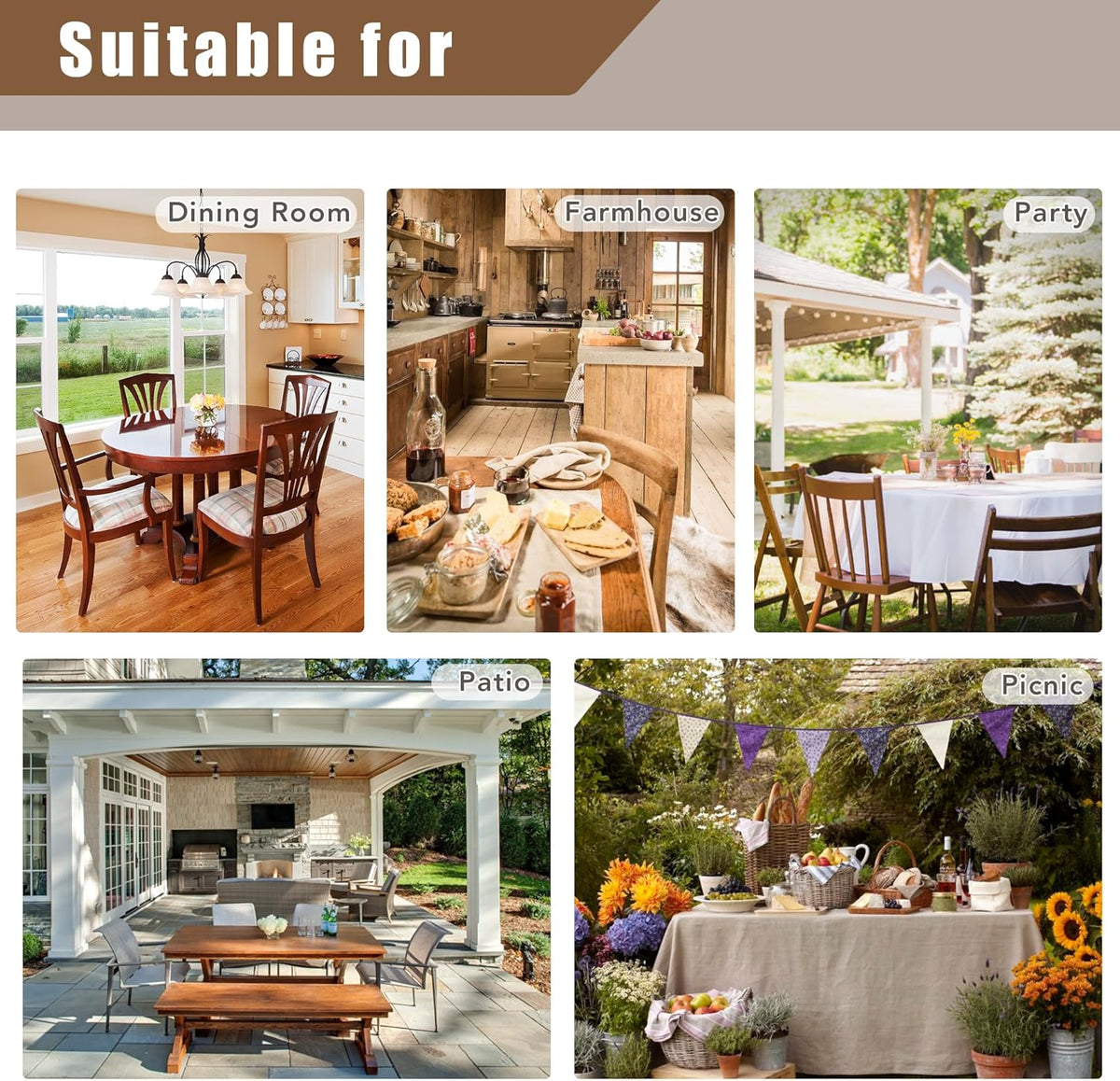 Fitable 2 Pack Faux Linen Christmas Tablecloths, Burlap Textured Fabric Table Clothes Rectangle