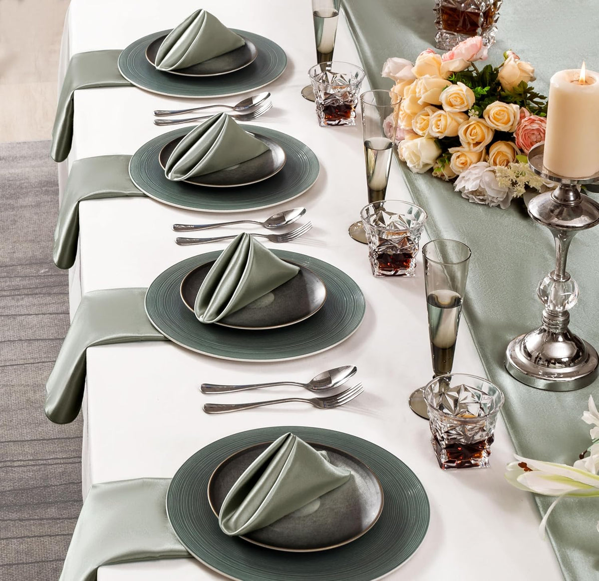 36 Pack Square Satin Dinner Napkins, 16x16 Inches Silky Soft Smooth Table Cloth Napkins for