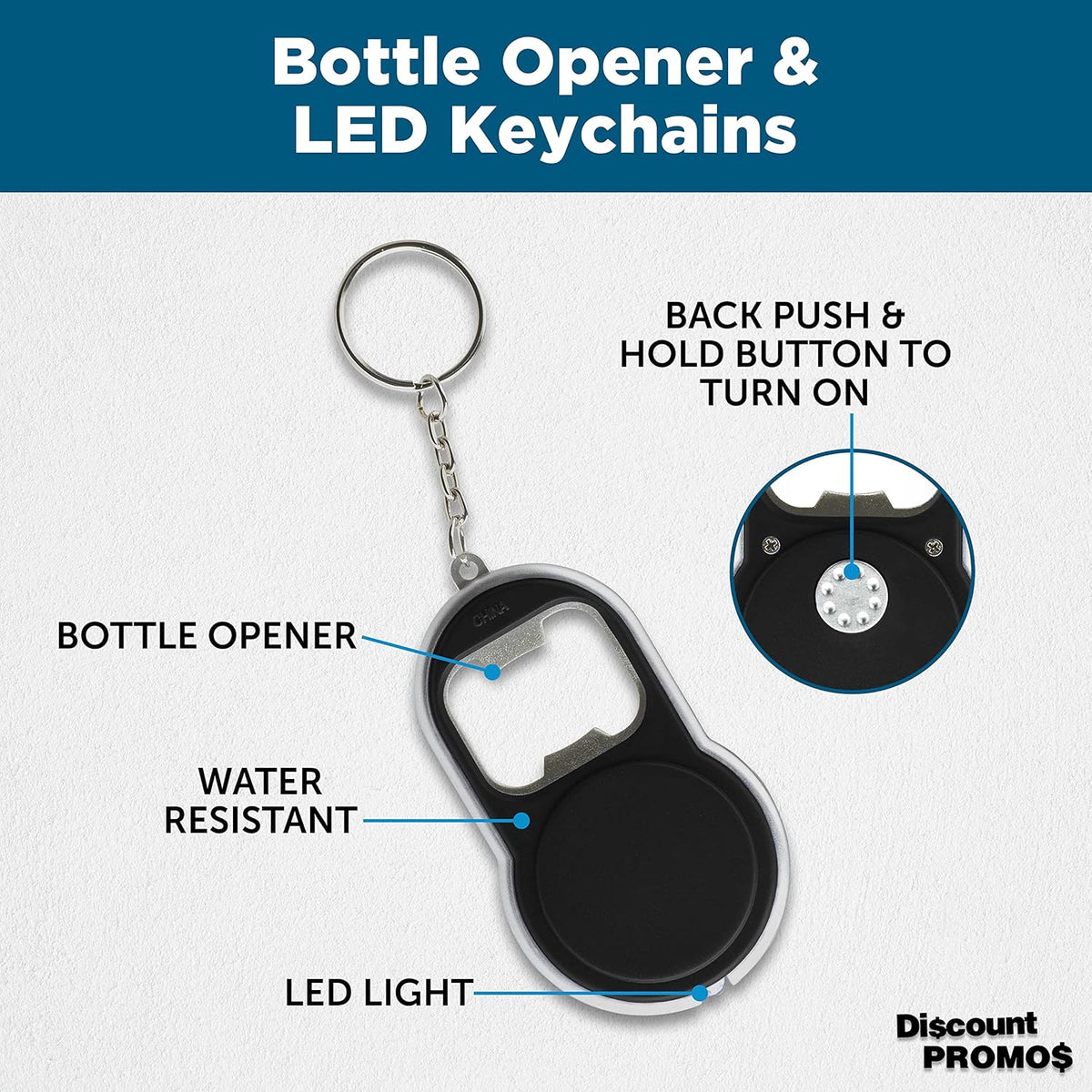 Bottle Opener & LED Keychains Set of 10, Bulk Pack - Perfect for Tradeshows, Party Favors, Other