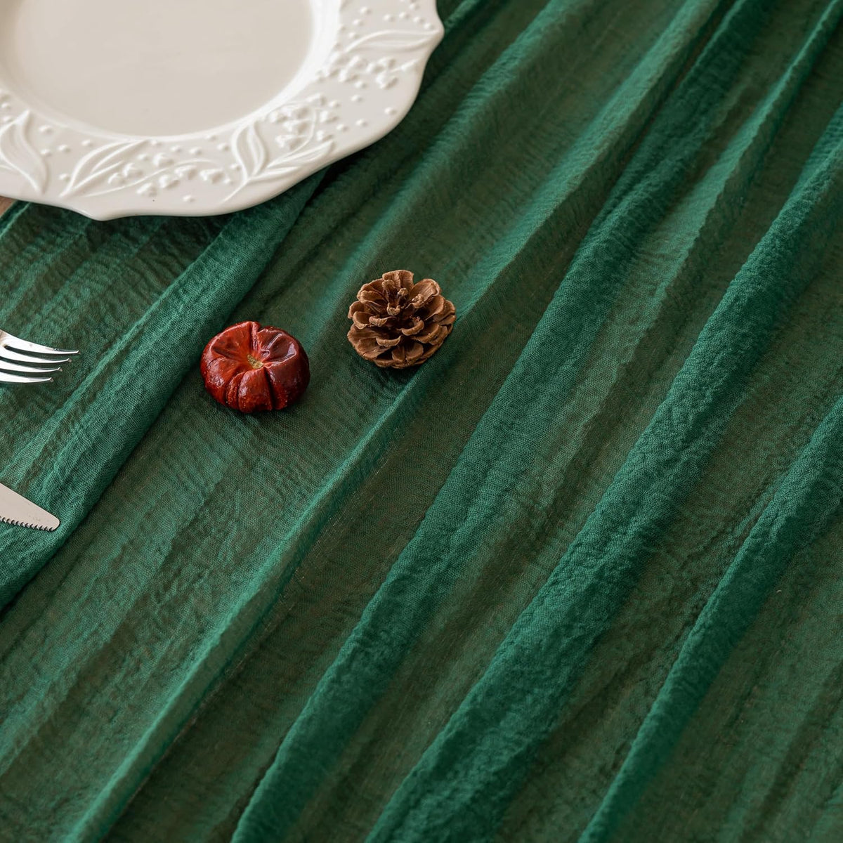 3pcs Emerald Green Cheesecloth Table Runner Gauze 120 Inch 10 FT Rustic Boho Cheese Cloth Runner