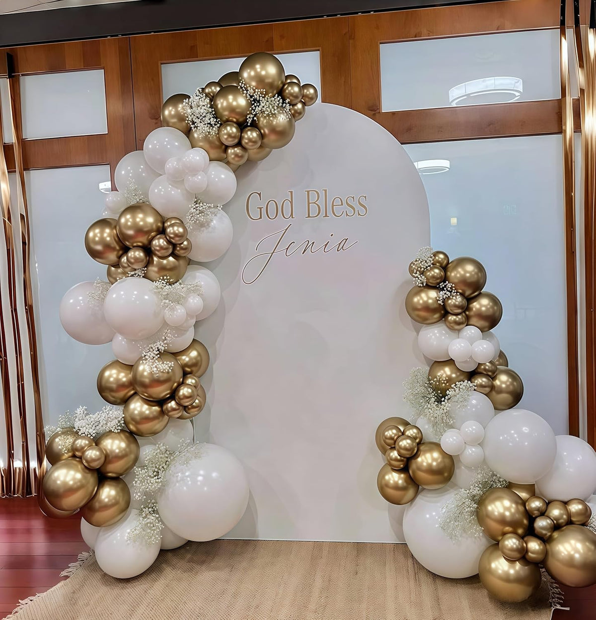 Metallic Gold Balloons Set, Pack of 35 12 Inch White Gold Confetti Latex Balloon, Gold and White
