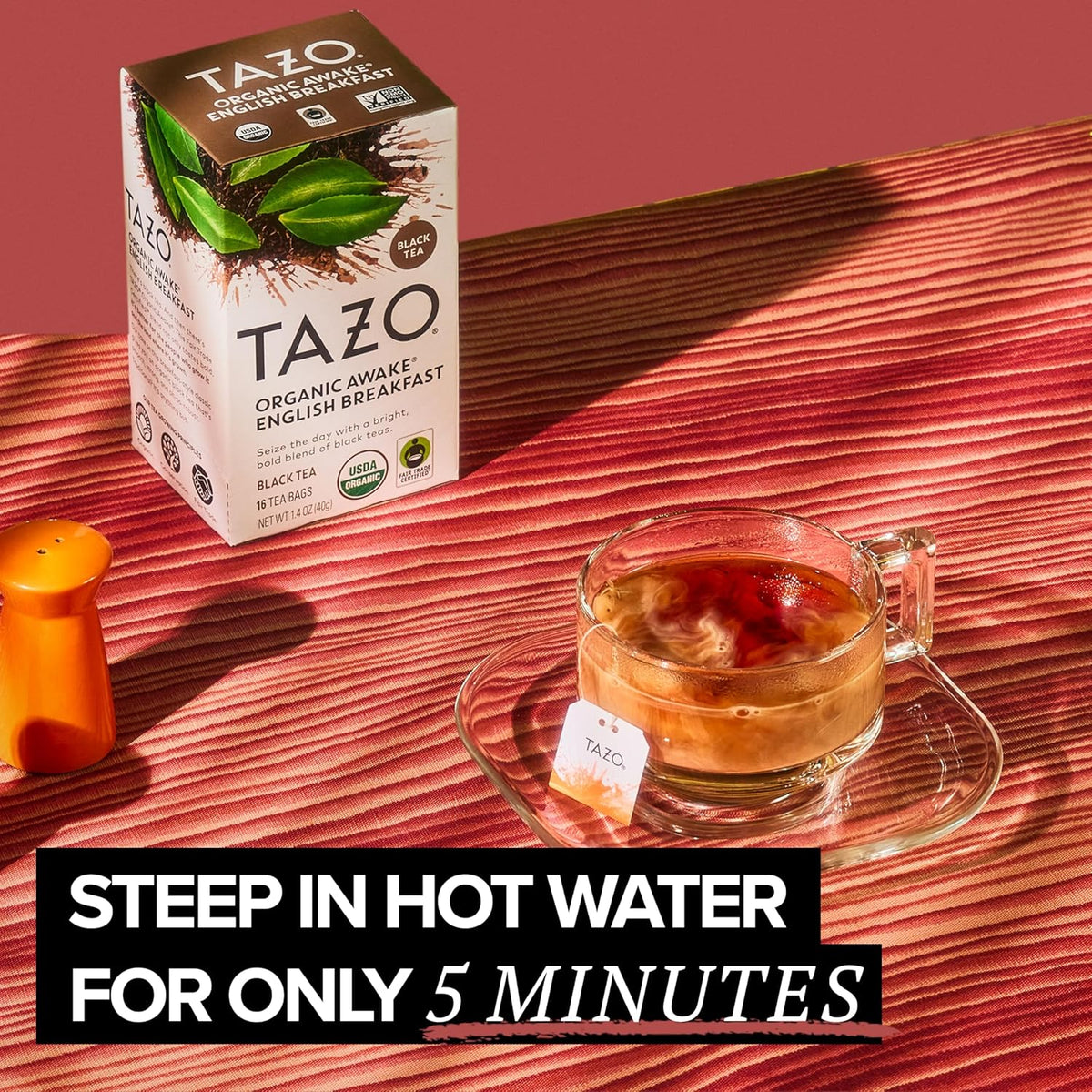 TAZO Organic Awake English Breakfast Black Tea Bags, 96 Total Tea Bags (16ct - Pack of 6)