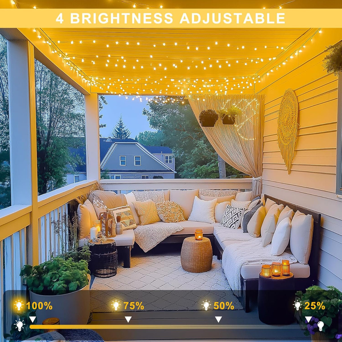 JMEXSUSS 800 LED Christmas Lights Outdoor Indoor String Lights with 8 Modes Warm White Plug in for