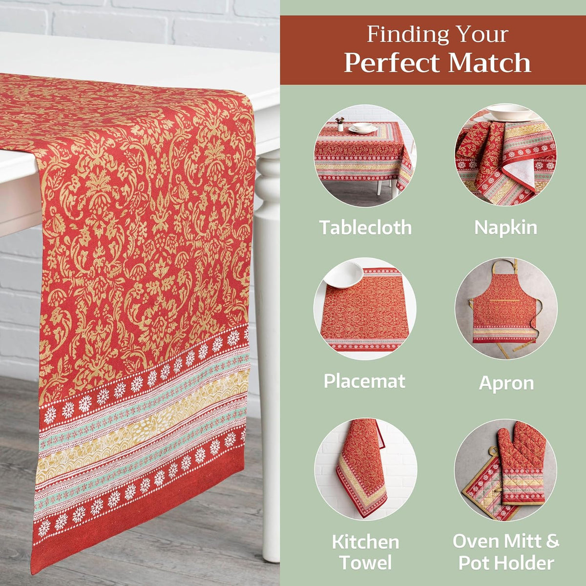 Maison d' Hermine Table Runner 100% Cotton Single Layer Table Runners 108 inches Long Decorative