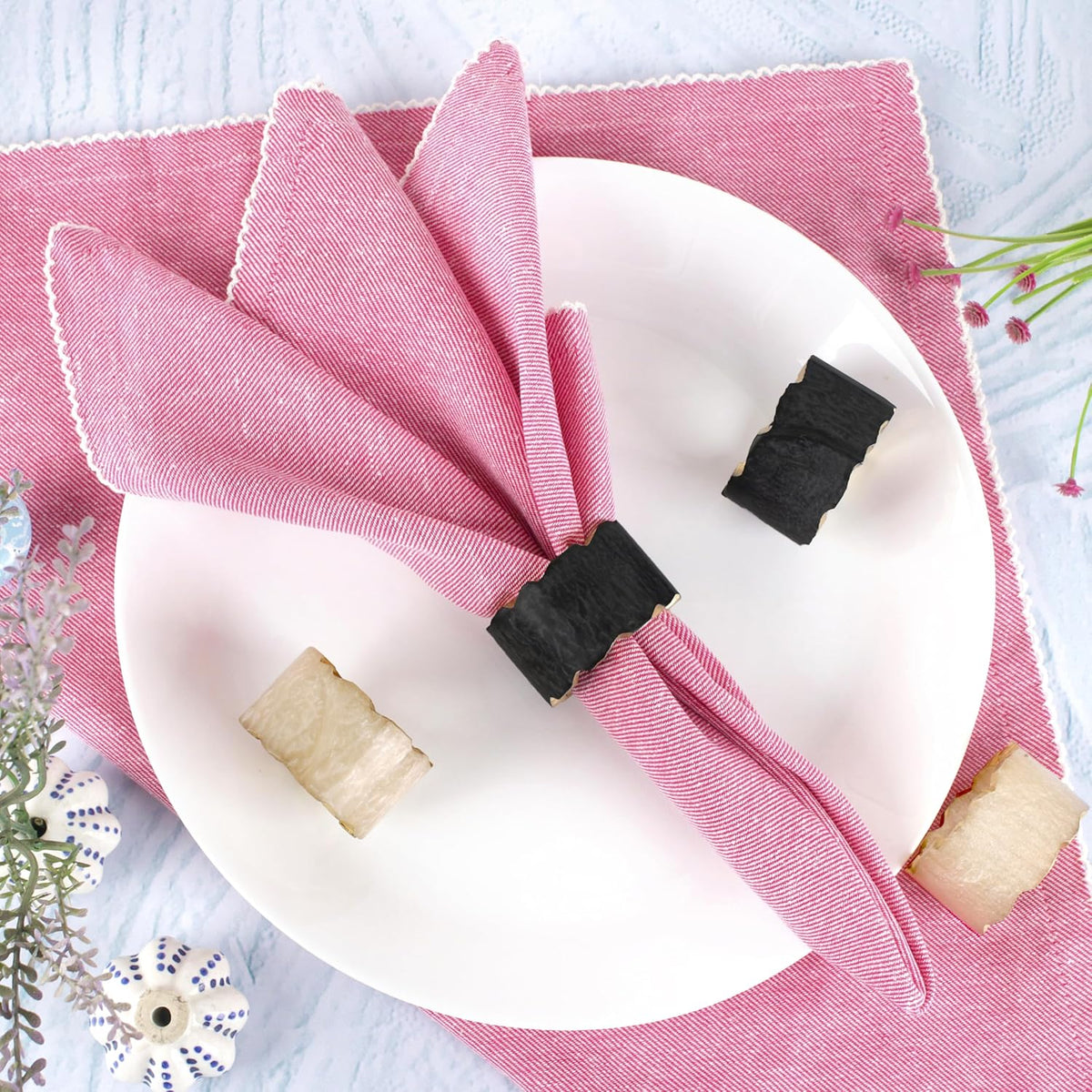 12 Pcs Rustic Epoxy Resin Napkin Rings - Napkin Holders for Parties, Dining, Family Gatherings