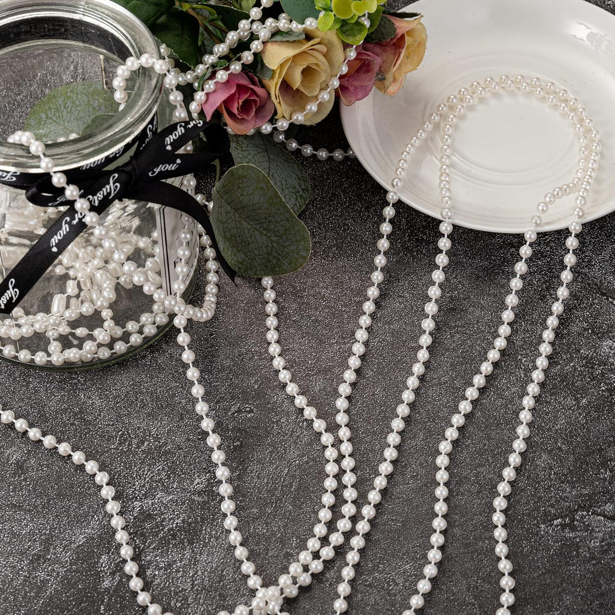 6mm Crafts Faux Pearl Beads Garland Pearl Bead Roll Strand of Pearls to Decorate Floral