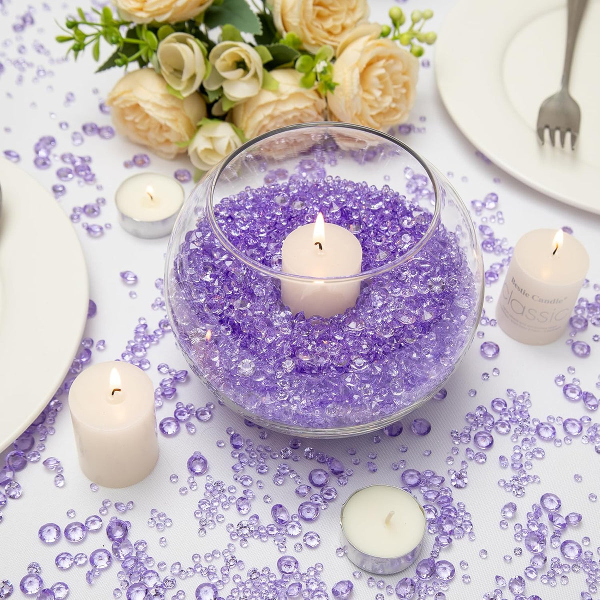 Vase Fillers for Centerpieces Home Deco,8700 Pieces Purple Diamond Table Confetti,Fake Plastic Gems