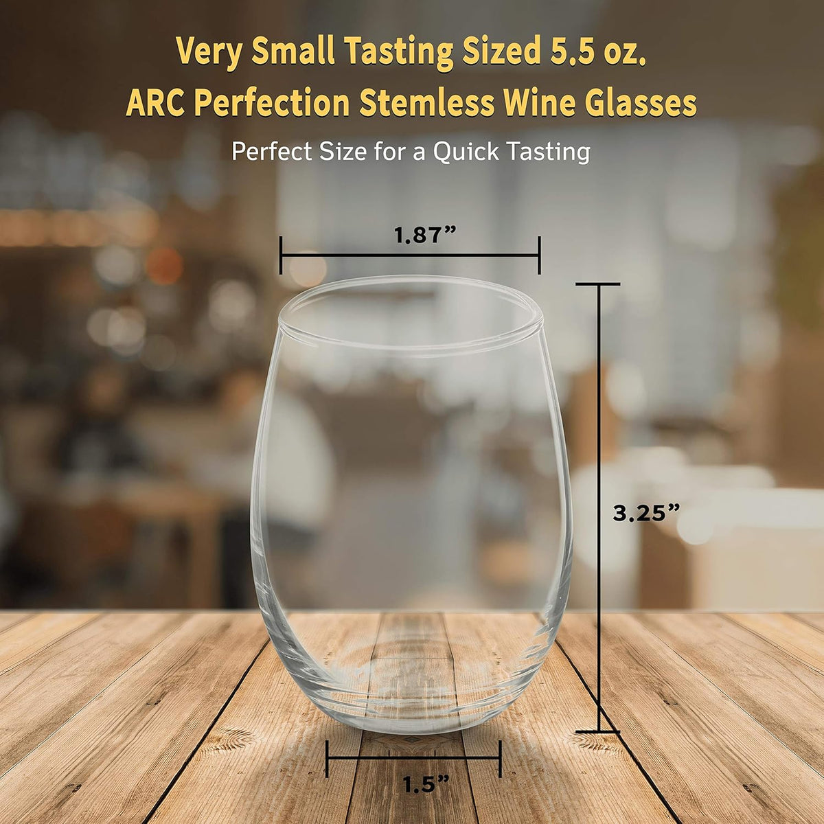 DISCOUNT PROMOS Stemless Wine Glasses by ARC 5.5 oz. Set of 12, Bulk Pack - Perfect for Hotel, Bar
