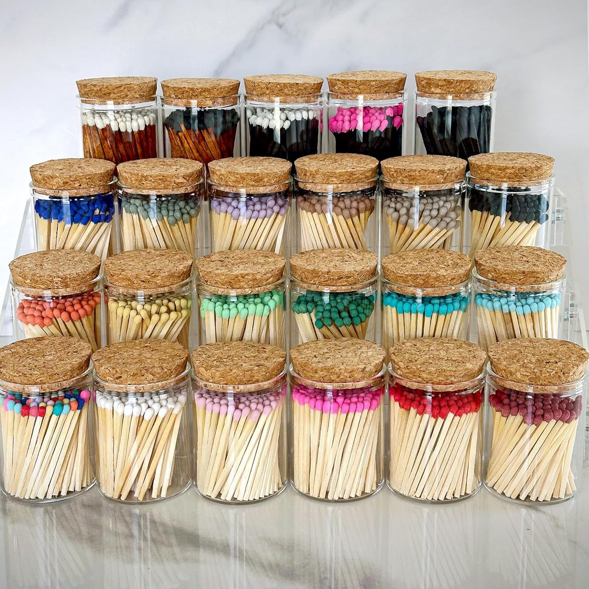 2" Matches in a Chic Jar + Striker Stickers Included | 100 Matchsticks in The Color of Your Choice