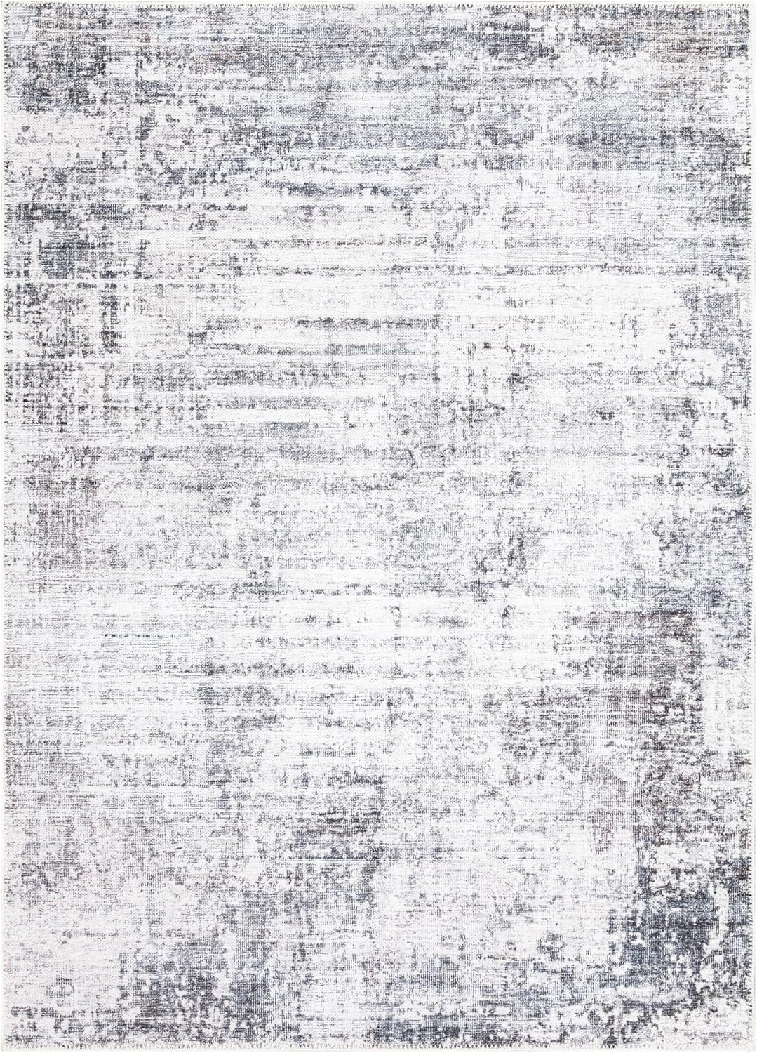Bloom Rugs Washable Non-Slip 9' x 12' Rug - Gray/Charcoal/Blue Modern Abstract Area Rug for Living