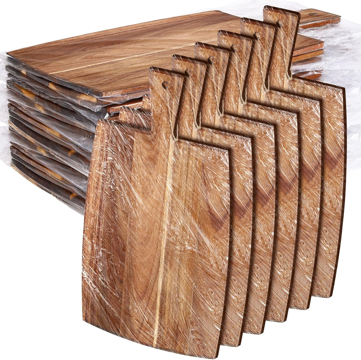 Irenare 18 Pcs Plain Cutting Board Set with Handles Laser Engraving Wooden Charcuterie Kitchen