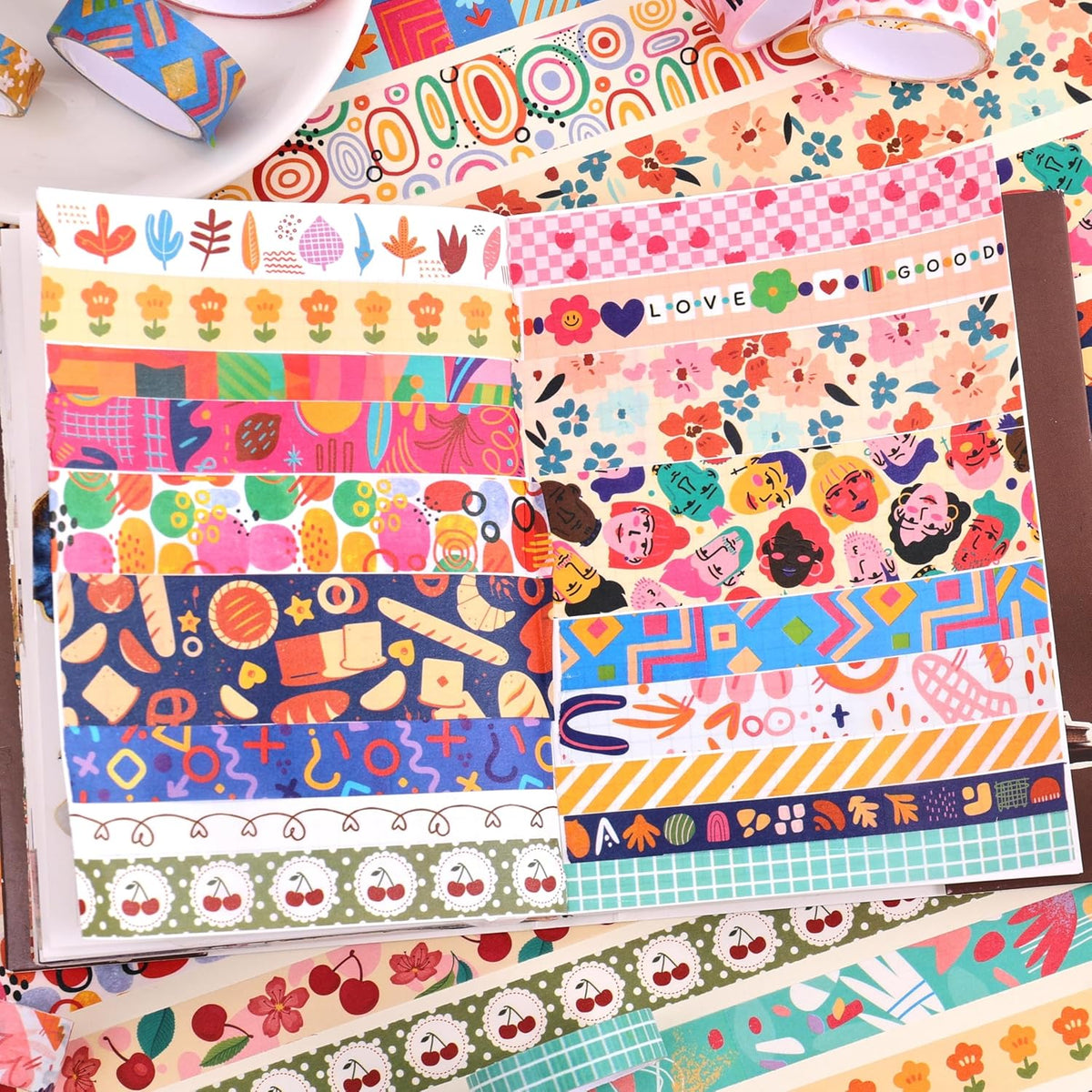 emmoolife 35 Rolls Washi Tape Set, Colorful Cute Floral Writable Decorative Tapes for Scrapbooking