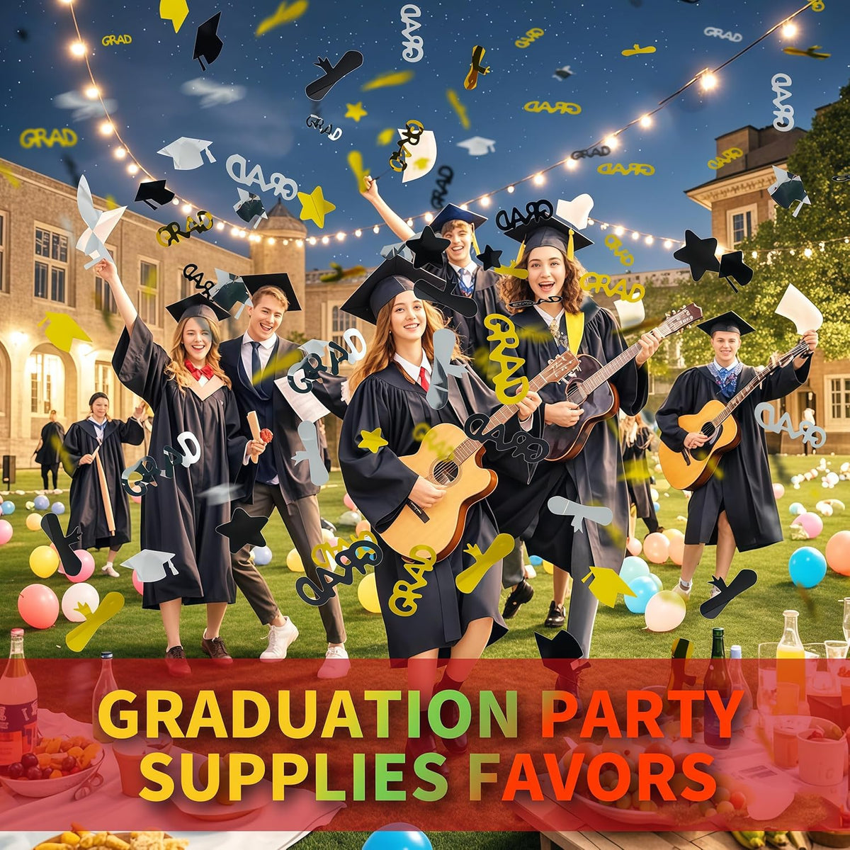 16 inch Graduation Confetti Poppers,Confettis Cannons Bulk with Diploma GRAD Star&Cap Design for