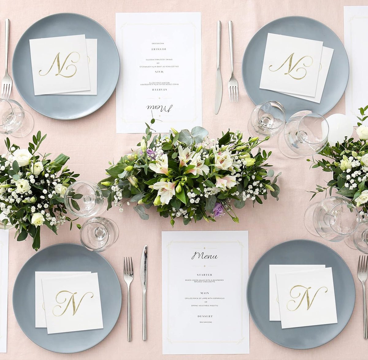 Gift Boutique 100 Gold Monogram Cocktail Napkins Letter N Disposable Paper Pack Elegant Metallic