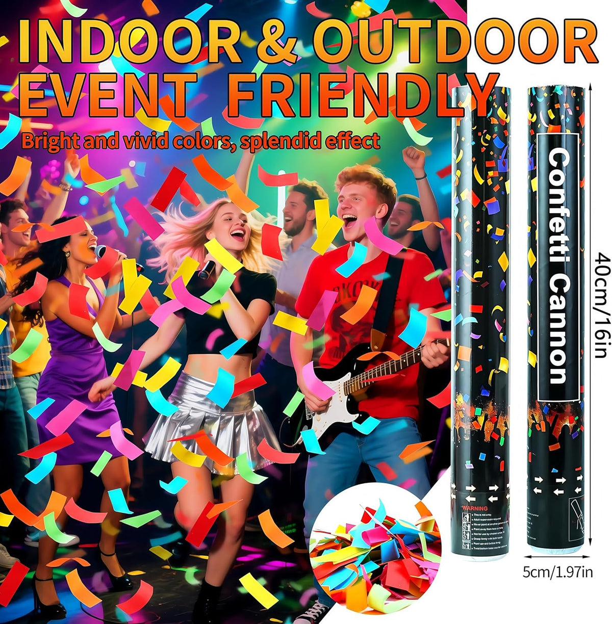 16in Biodegradable Confetti Poppers,Confetti Cannons Bulk with Colorful Confettis Design for