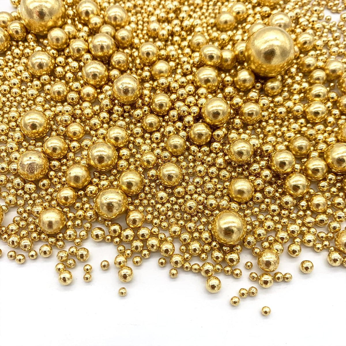 Weraru Edible Bright Gold Pearl Sugar Sprinkles Candy Mixing Size Baking Edible Cake Decorations
