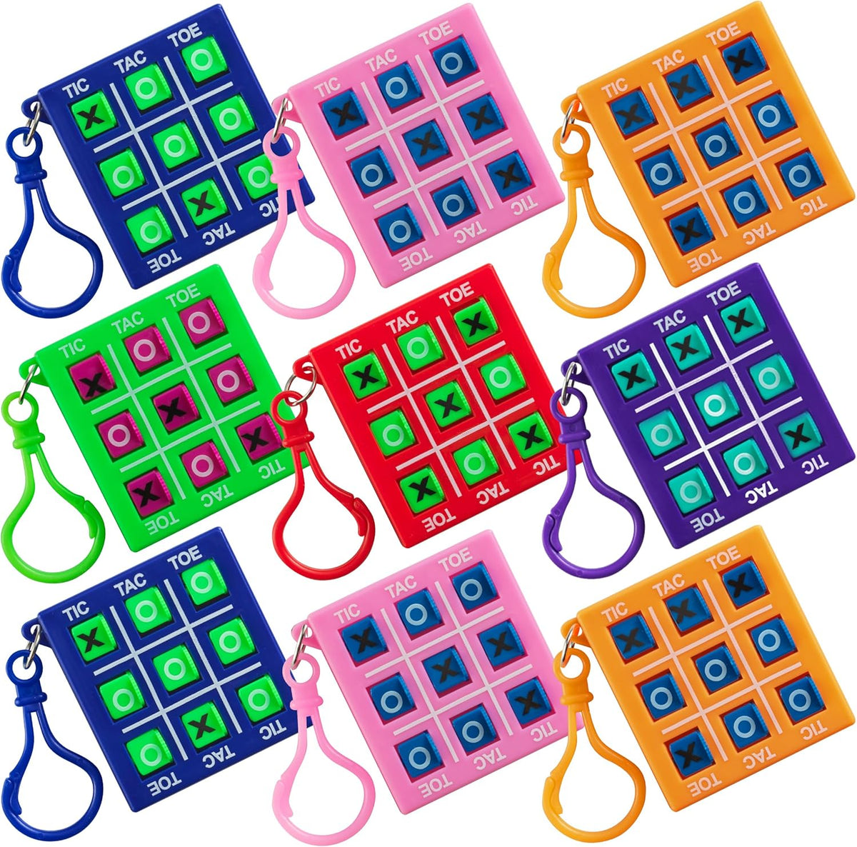 Mini Tic Tac Toe Keychain Games - (Bulk Pack of 12) 2-Inch Travel Tic-Tac-Toe Mini Board Game for