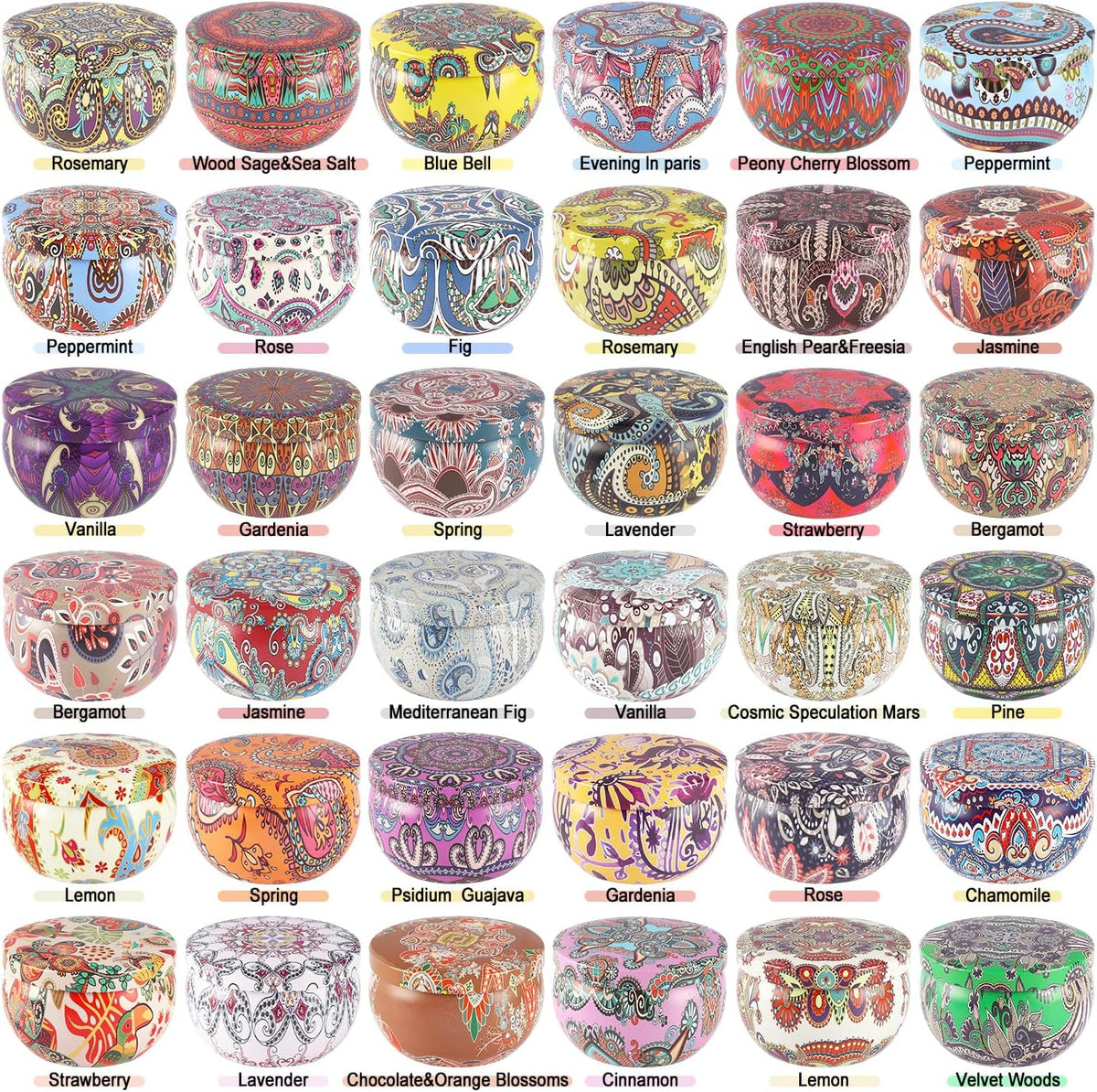 Scented Candles Gifts Set of 36 – 2.5oz Aromatherapy Travel Tin Candles, Relaxing Fragrances for
