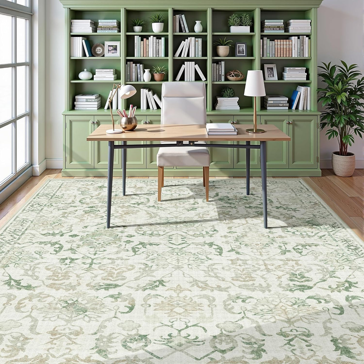 Deerly Green Area Rugs 9x12 for Living Room Soft Non-Slip, Large Bedroom Rug Vintage Dining Room