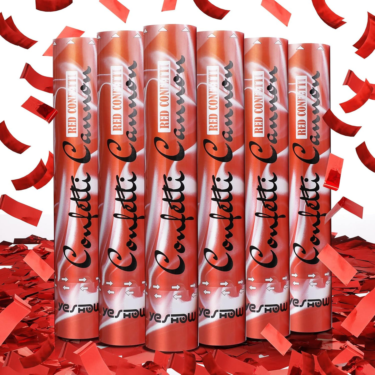 Confetti Cannon Party Poppers Shooters Red,YESHOW Confetti Bomb Blaster(6 pack) for Birthday