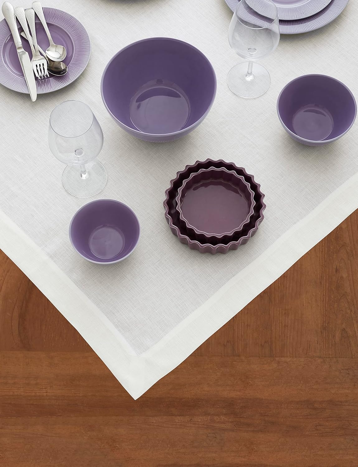 Solino Home Linen White Square Tablecloth 52 x 52 Inch - 100% Pure Linen Table Throw - Fete