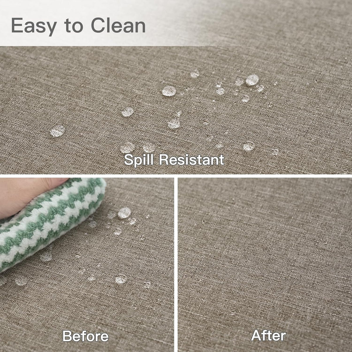 maxmill Linen Texture Tablecloth Water Resistance Antiwrinkle Spillproof Wipeable Washable Fabric