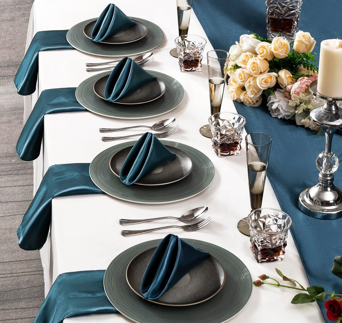 36 Pack Square Satin Dinner Napkins, 16x16 Inches Silky Soft Smooth Table Cloth Napkins for
