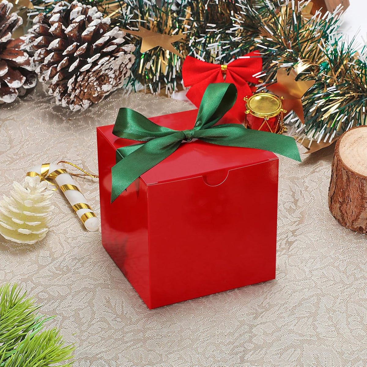 DOYIDE Small Gift Boxes, 20 Pack 5x5x5 Inch Red Elegant Paper Boxes with Ribbons, Crafting