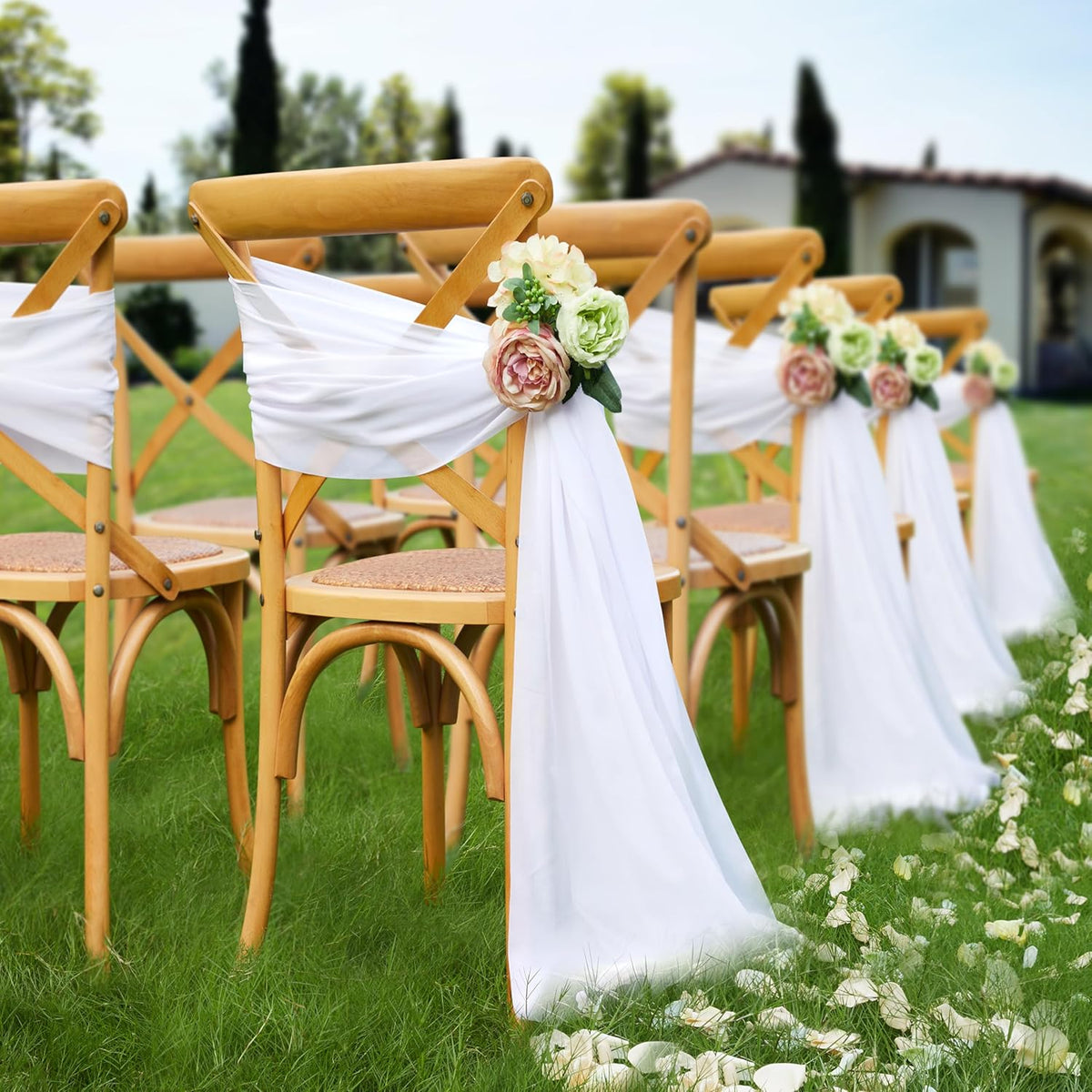 VACVELT Wedding Arch Draping Fabric - White Chiffon, 1 Panel Sheer Drapes - 30 Inch x 20ft Chiffon