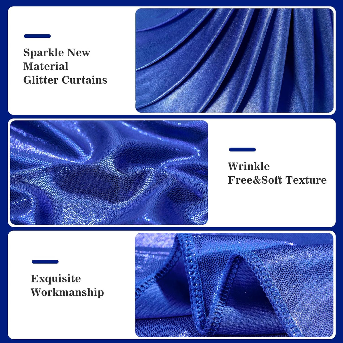 20x10ft Thick Royal Blue Glitter Backdrop Curtain Panels for Parties, Wrinkle Free Sequin Sparking