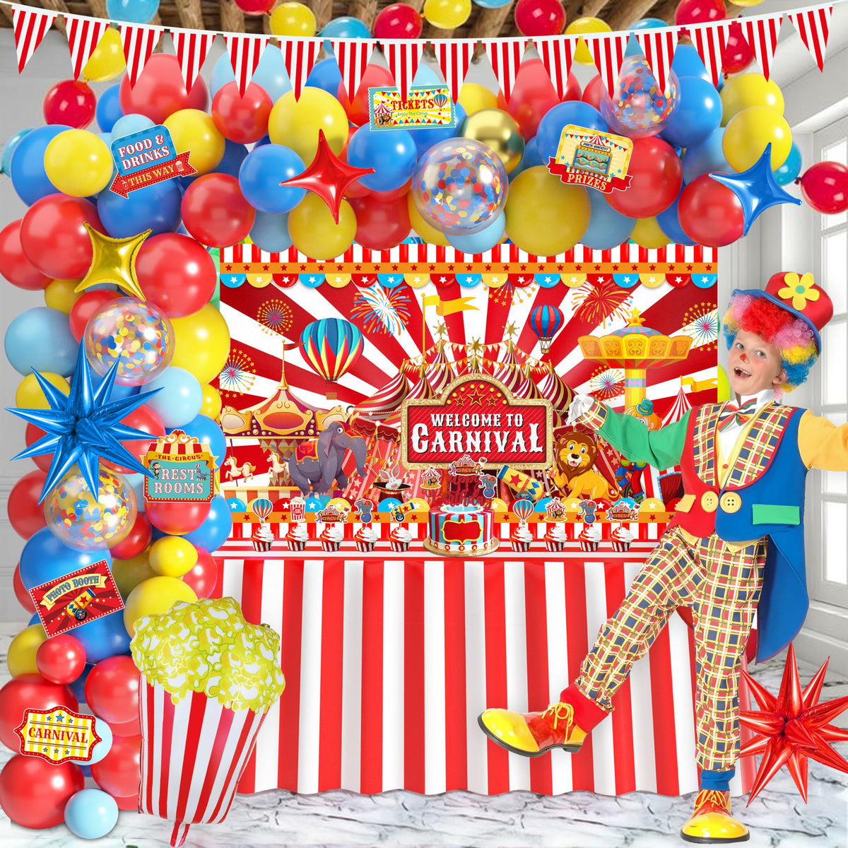 Circus Party Decorations Carnival Theme Birthday Balloon Garland Arch Kit