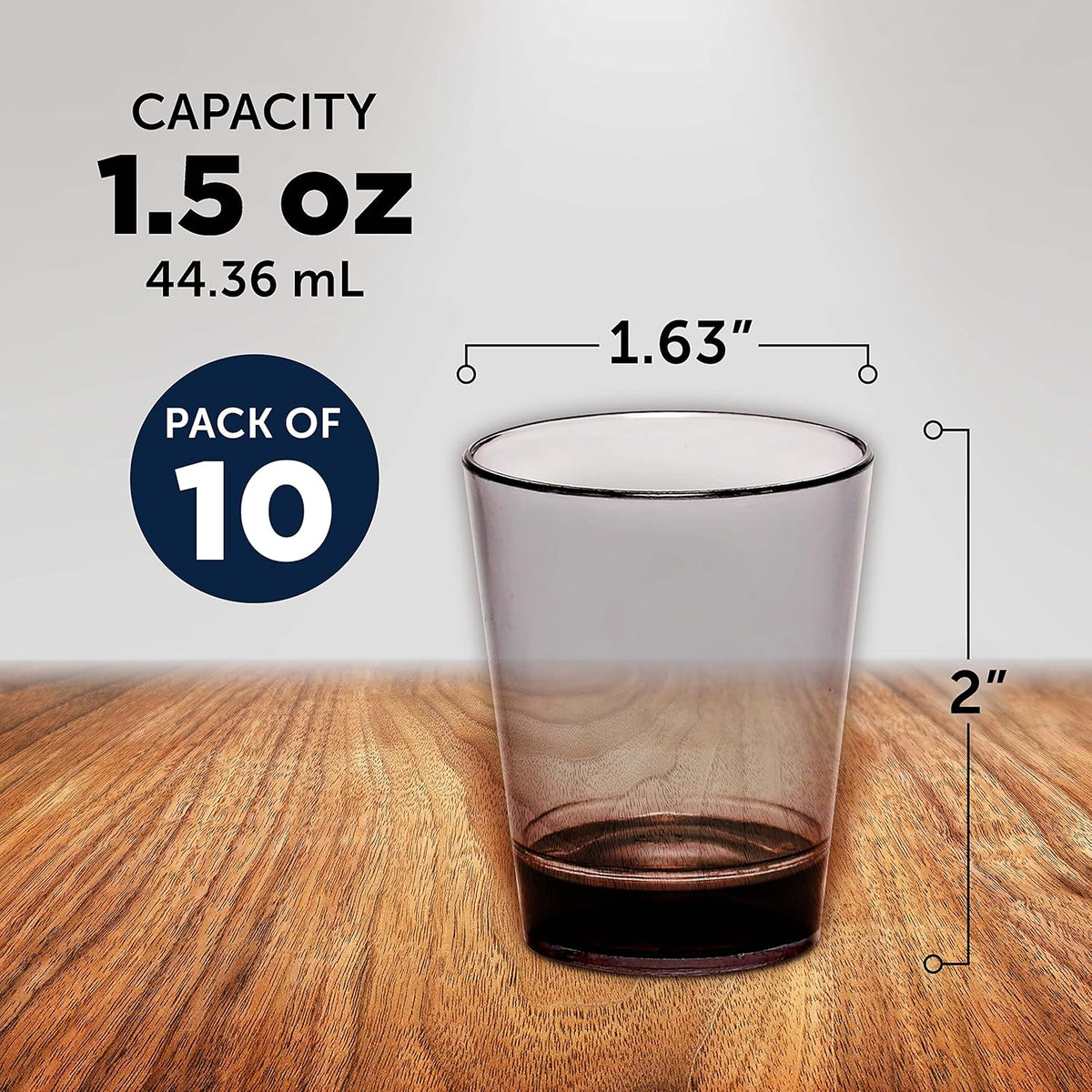 DISCOUNT PROMOS Translucent Plastic Shot Glasses 1.5 oz. Set of 10, Bulk Pack - Acrylic, Great for