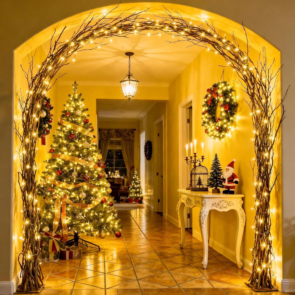 JMEXSUSS 168FT 600 LED Christmas Lights Outdoor Waterproof 8 Modes Warm White Christmas Tree Lights