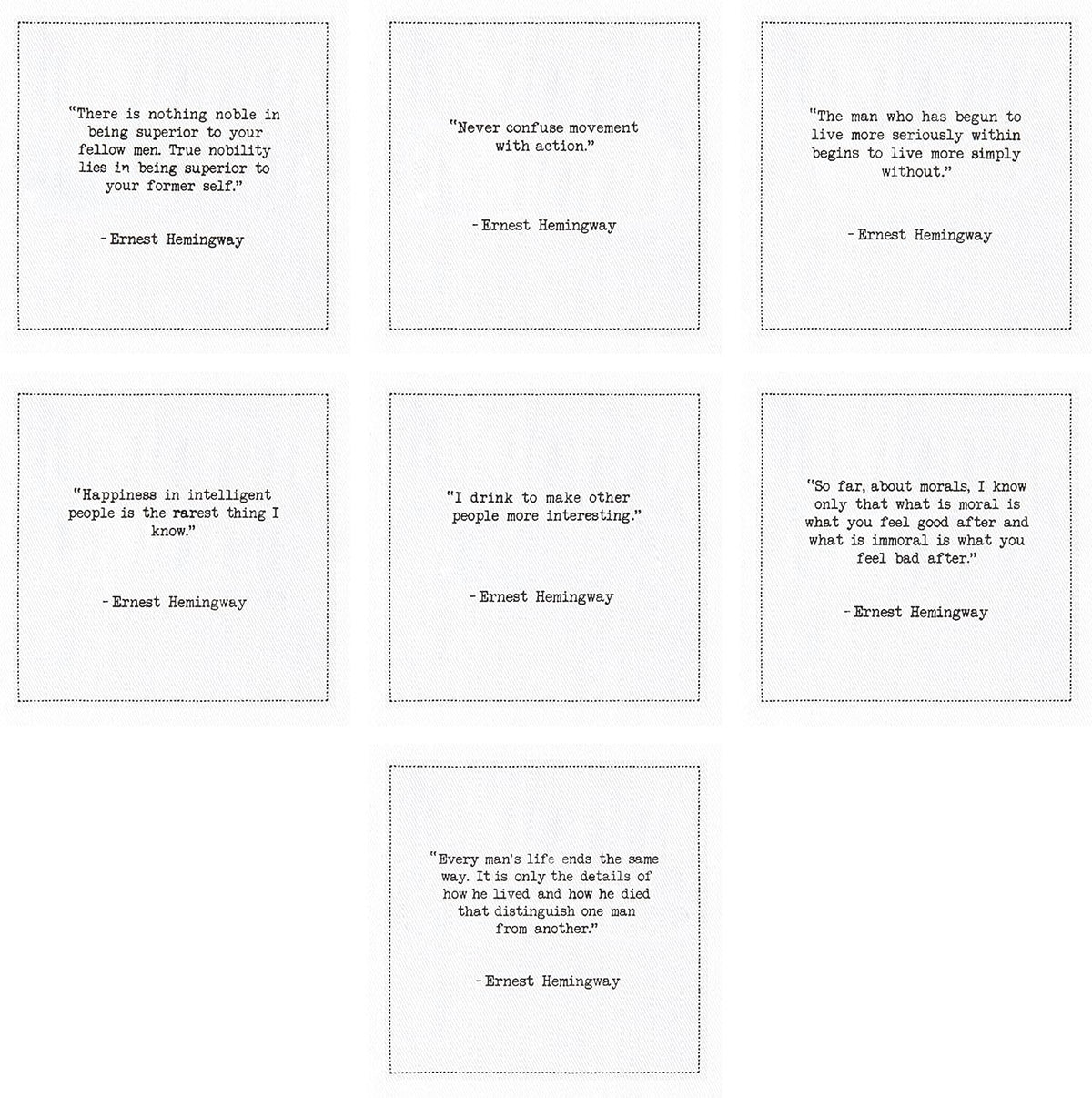 Five Star Napkins Hemingway Quotes, White Cotton Cocktail Napkins, Beverage Napkins, Bar Napkins