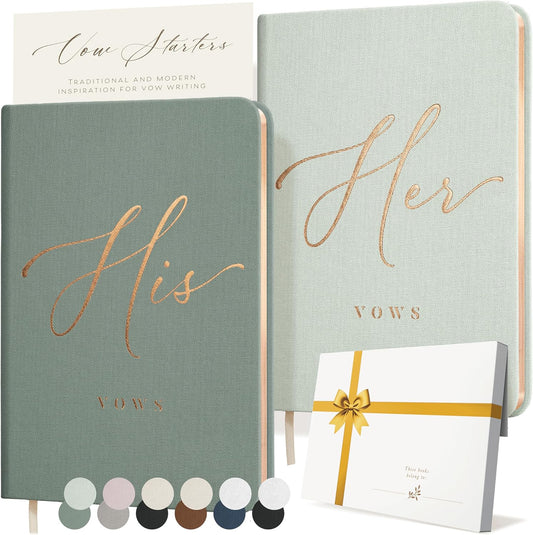 Vow Books His and Hers - Linen Wedding Vow Books Perfect as Bride & Groom Gifts, Wedding Registry