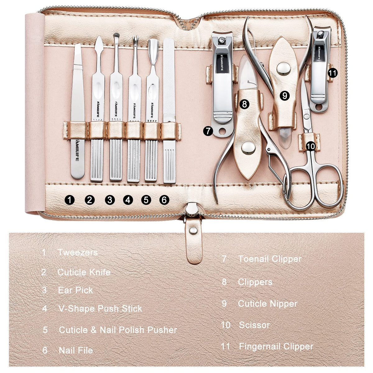 FAMILIFE Gifts for Women, Manicure Set Professional Manicure Kit 11 in 1 Nail Kit Nail Clippers