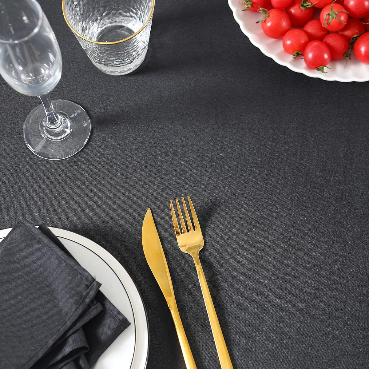 60 inch Round Tablecloth Washable Polyester Table Cloth Decorative Table Cover for Wedding Party