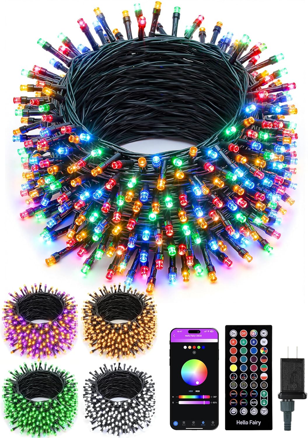 Minetom LED Color Changing Smart RGB Christmas Tree Lights, 33ft 100LED String Lights, 16 Milion