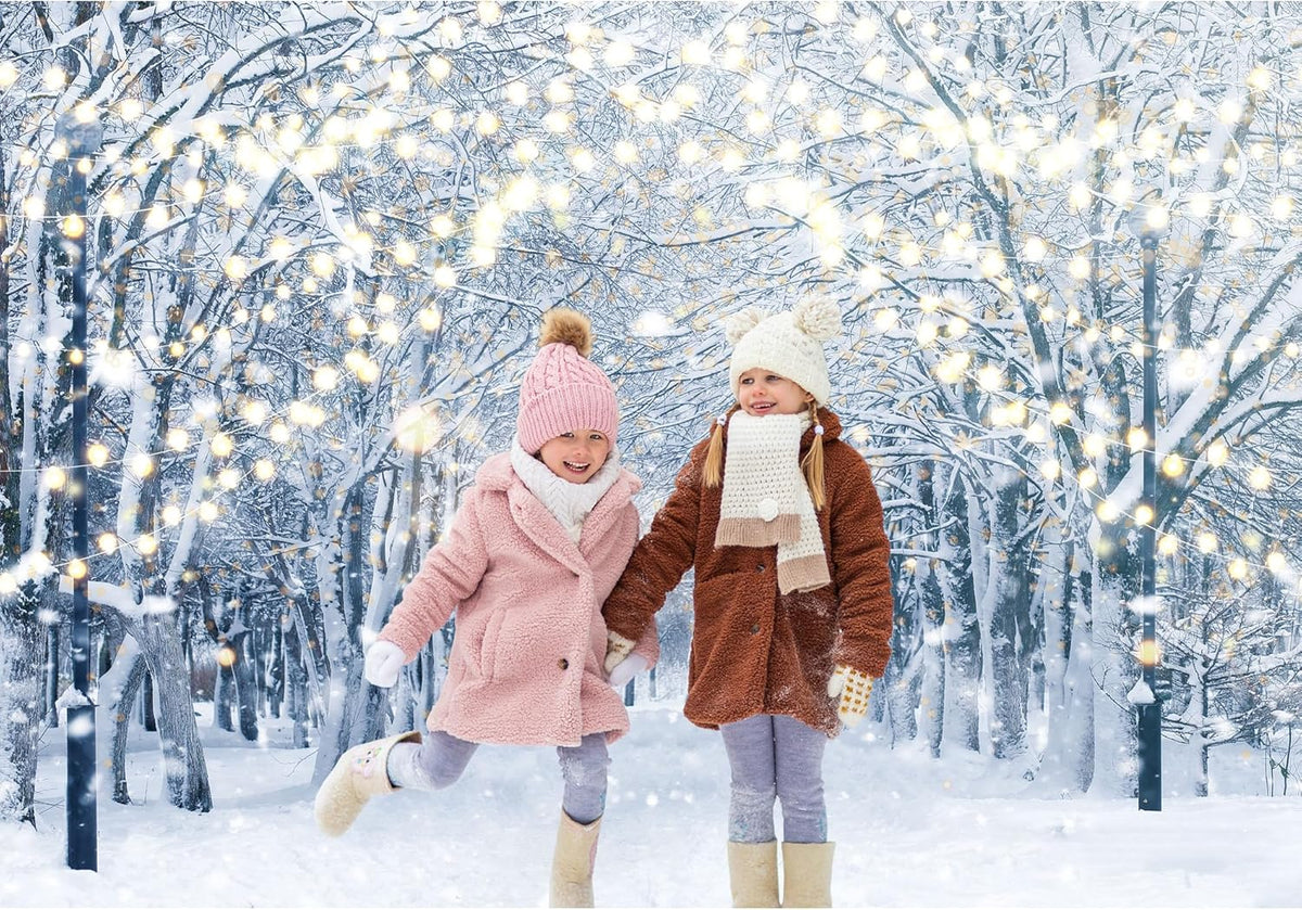 8x6FT Winter Snowy Scene Photography Backdrop Winter Wonderland Landscape Snowflake Tree Snowy