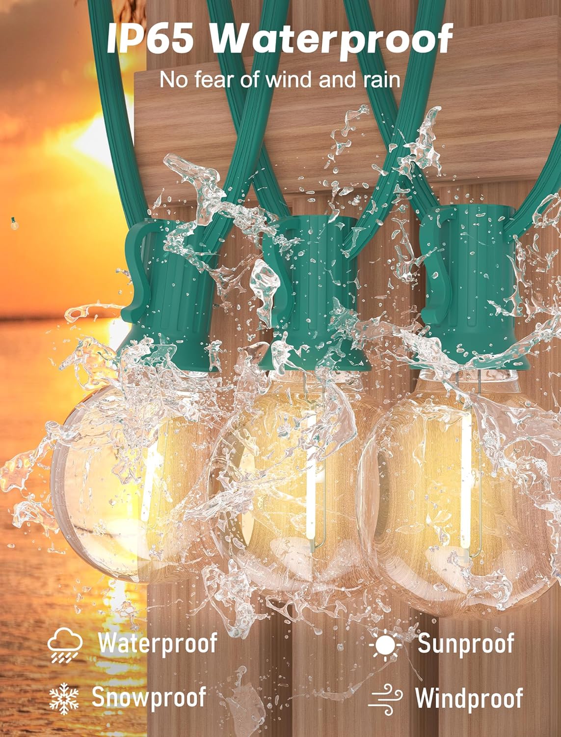 SUNSGNE 25Ft Round Christmas Lights Outdoor, G40 Globe String Lights with 27 LED Clear Lights(2