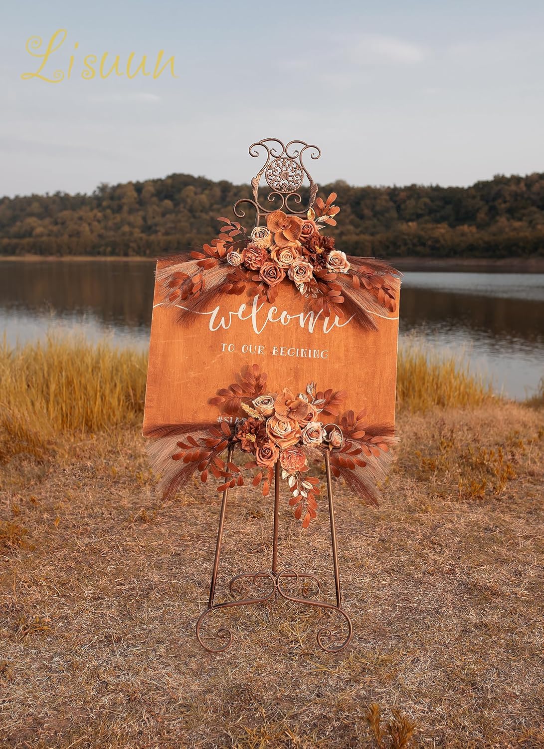 Wedding Arch Flowers, Artificial Flowers for Reception Backdrop and Welcome Ceremony Sign, Large