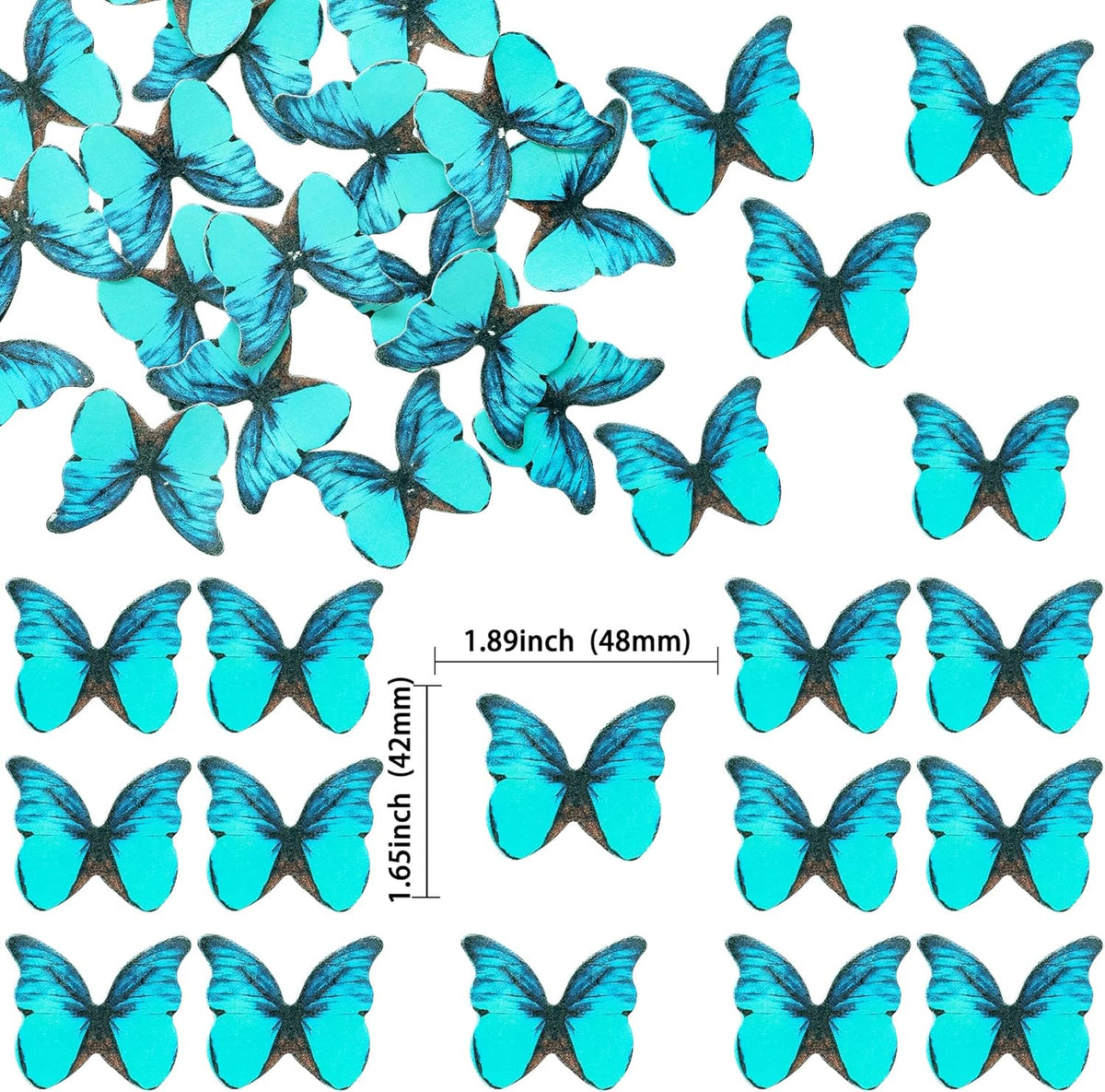 Ephlyn 48Pcs Edible Butterfly Cupcake Toppers Cute 3D Butterfly Cake Picks for Butterfly Theme Baby