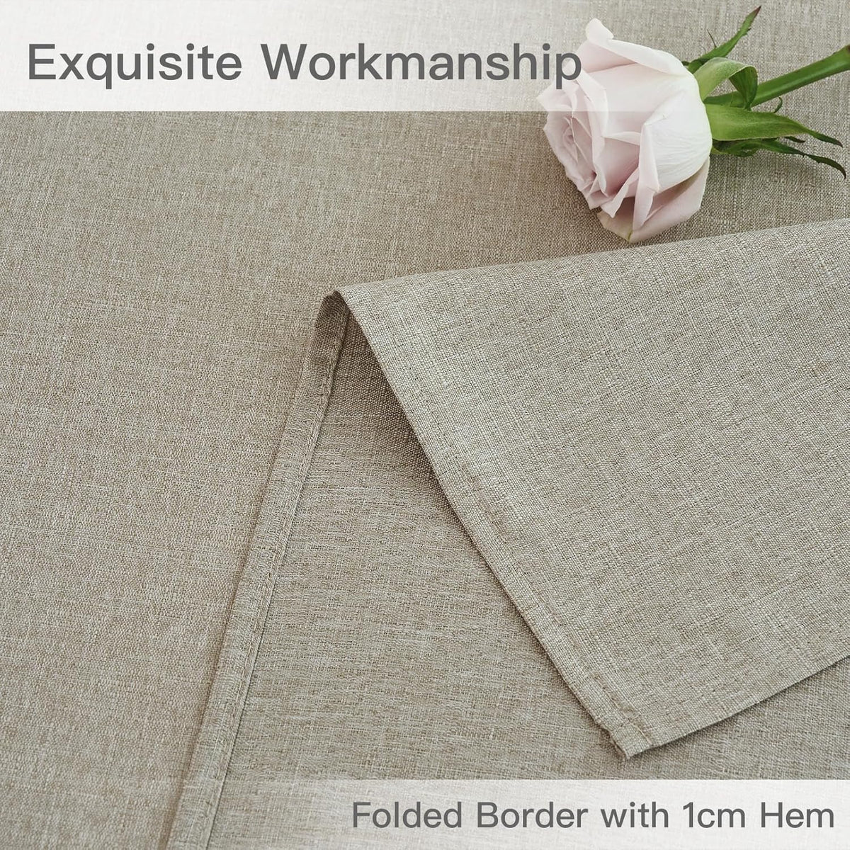maxmill Linen Textured Rectangular Tablecloth Water Resistant Wrinkle Free Spill-Proof Stain Proof