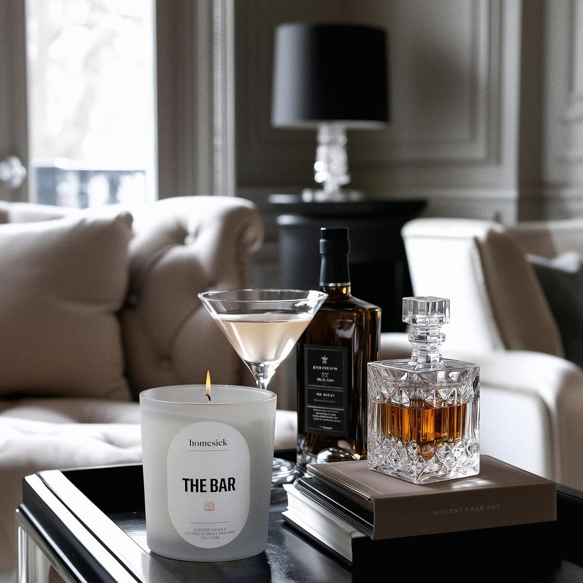 Homesick The Bar Scented Candle – 13 oz Soy Wax Candle with Organic Cotton Wick, 60–80 Hour Burn