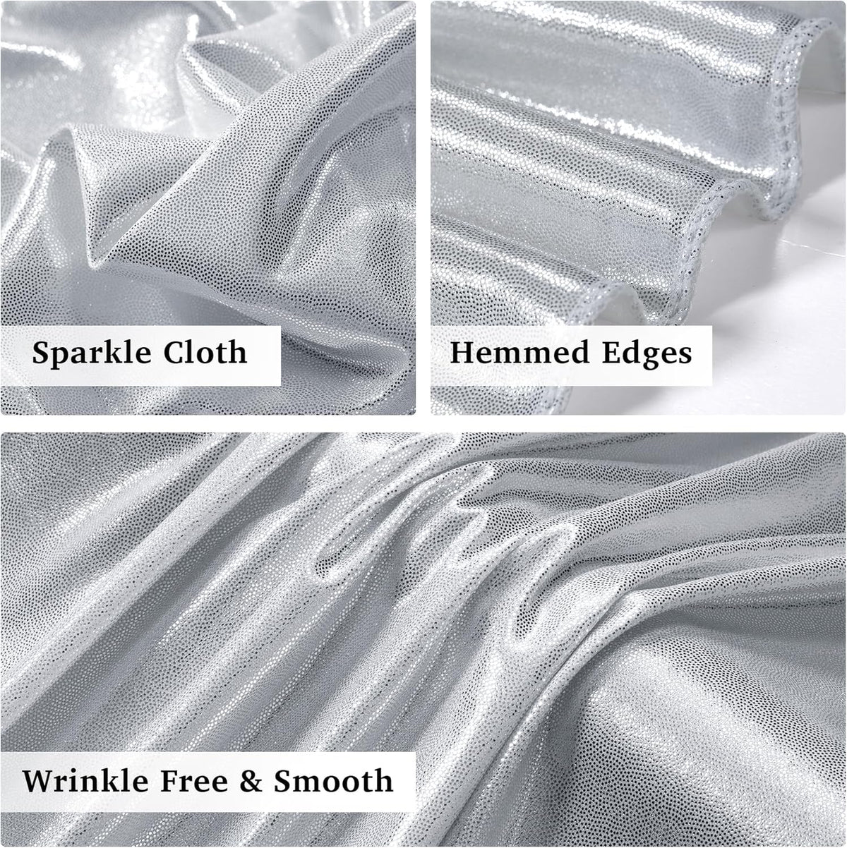 10ftx10ft Sequin Silver Backdrop Curtain for Parties, Wrinkle Free Thick Glitter Photo Backdrop