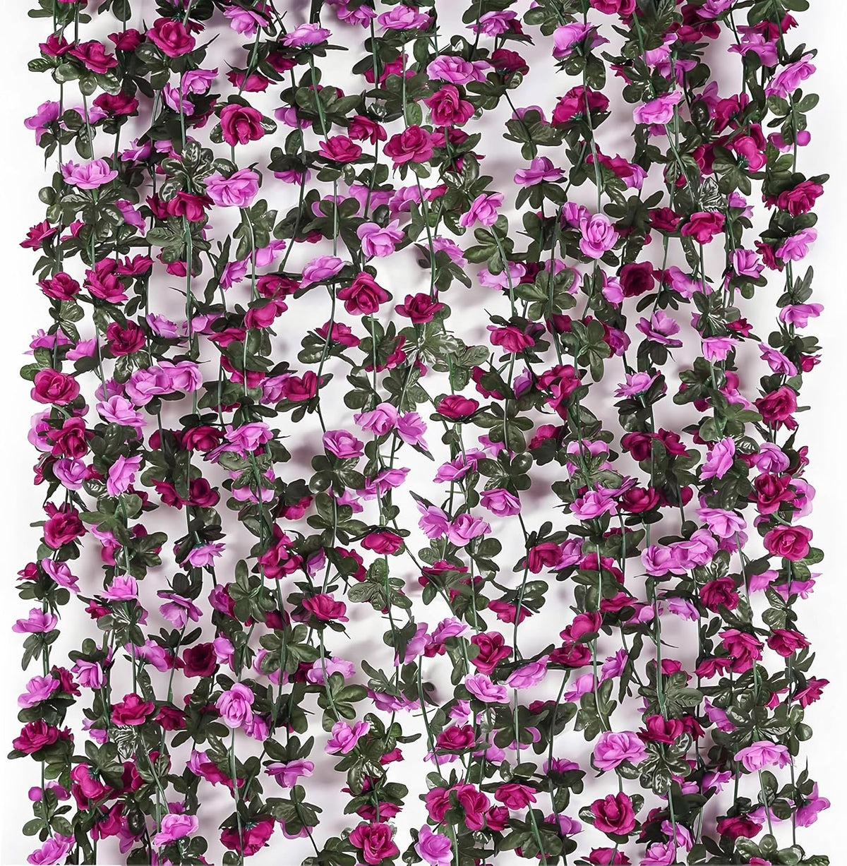 Miracliy 9Pcs 74FT Purple Flower Garland Artificial Rose Arch Vines Fake Spring Floral Garland for